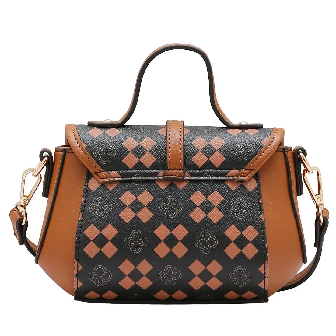 Bolsa tote Chenson New Elemento Gráfico marrom vista traseira com alça curta e longa